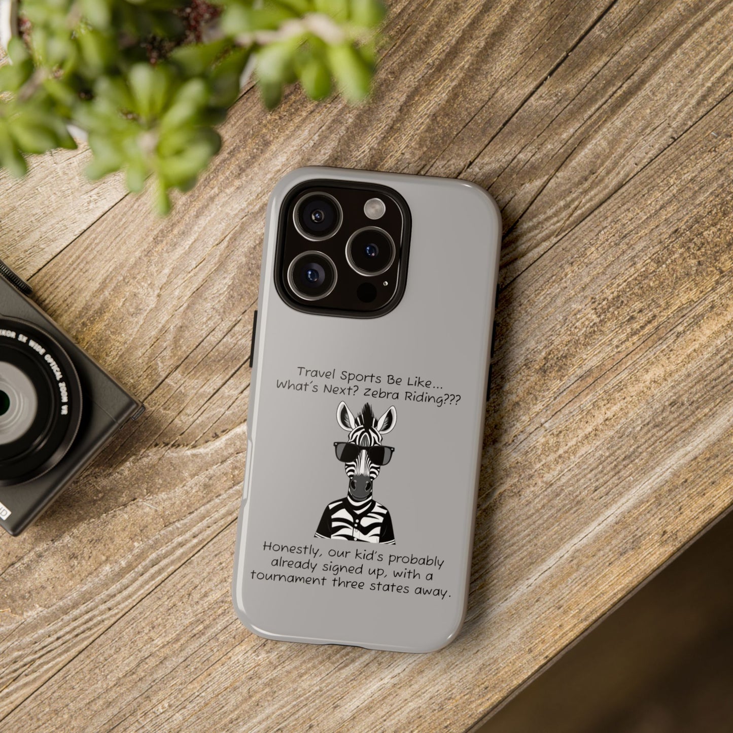 What's Next? Zebra Riding Travel Sports -  Light Grey Tough Case