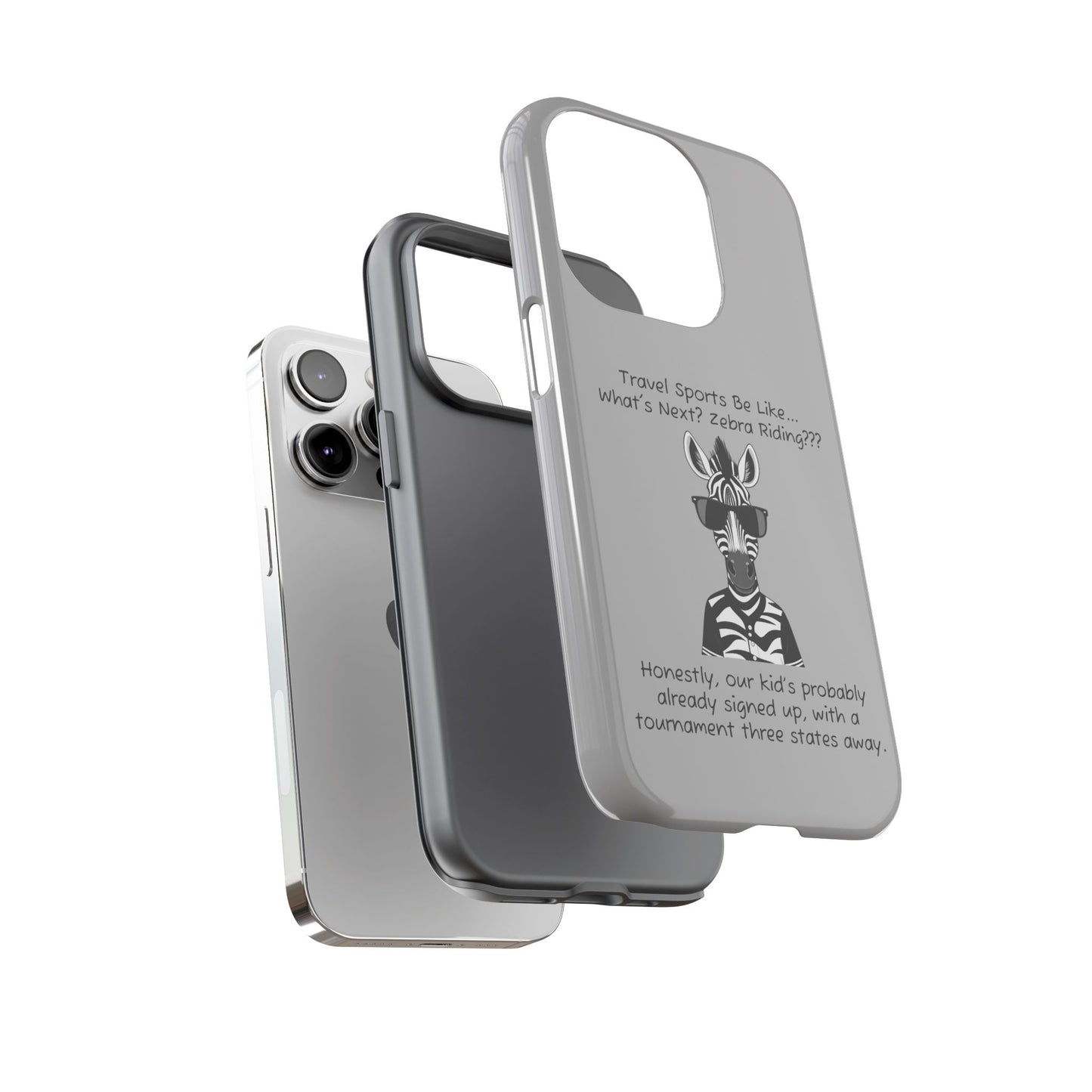 What's Next? Zebra Riding Travel Sports -  Light Grey Tough Case