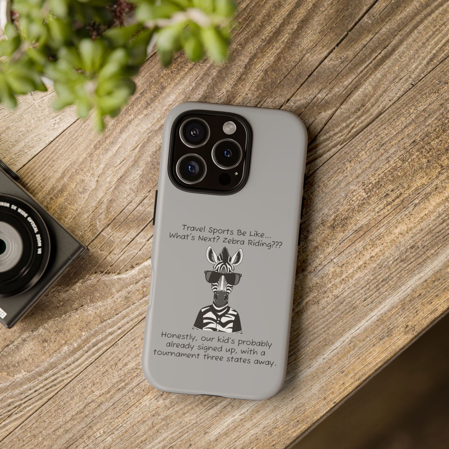 What's Next? Zebra Riding Travel Sports -  Light Grey Tough Case
