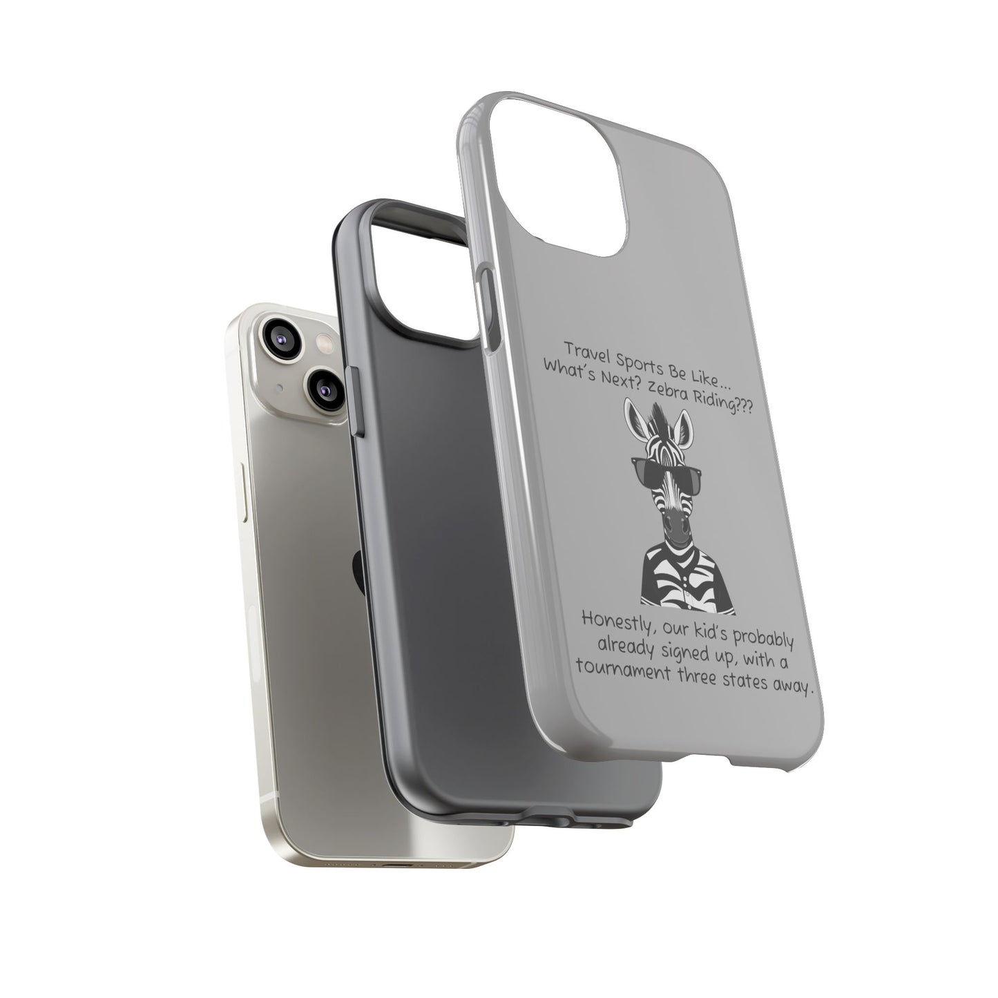 What's Next? Zebra Riding Travel Sports -  Light Grey Tough Case
