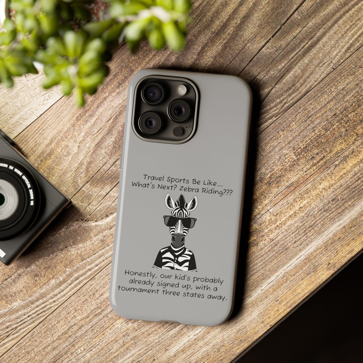 What's Next? Zebra Riding Travel Sports -  Light Grey Tough Case